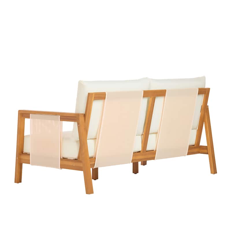 Christopher Knight Home - Nancy 2-Piece Outdoor Acacia Wood Loveseat and Coffee Table Seating Set