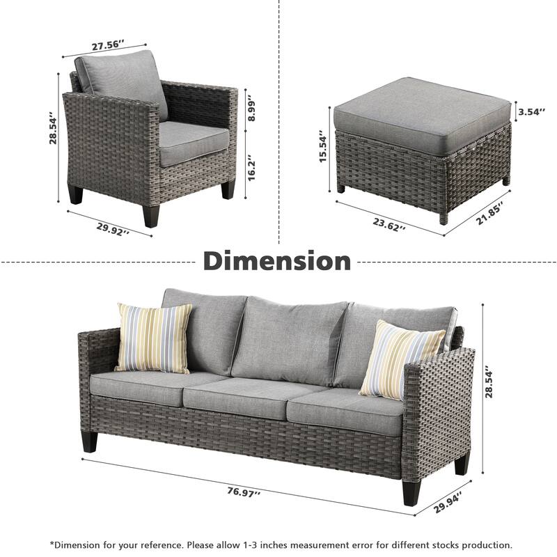 OVIOS 8-piece Patio Wicker Outdoor High-back Sectional Furniture Set