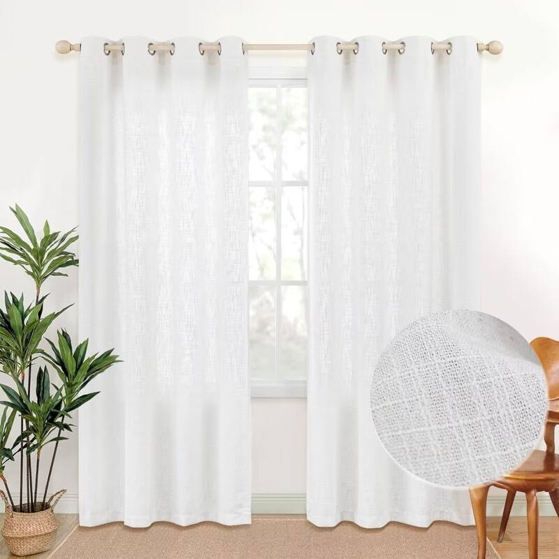 Linen Texture Light Filtering Grommet Panel Pair