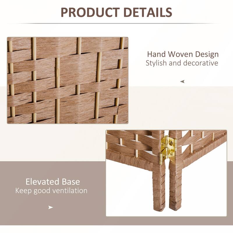 6' Tall Wicker Weave 6 Panel Room Divider Privacy Screen