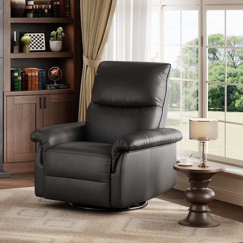 Recliner Chair, 360° Swivel Rocker Glider Nursery Chair with Padded Armrest and Deep Seat - Black