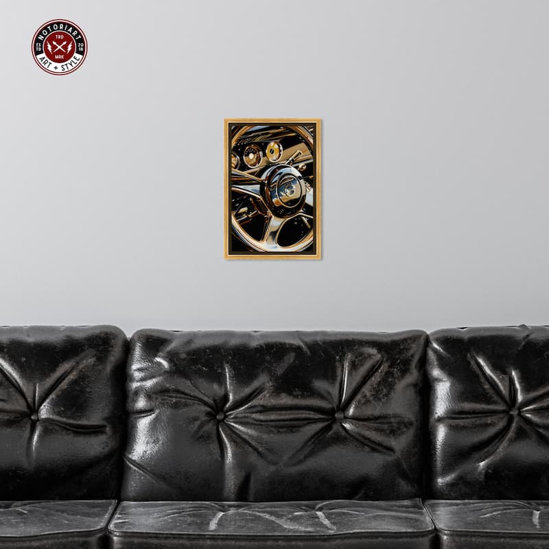 Notoriart Elegant Steering Wheel Framed Car 1 Piece Canvas Wall Art