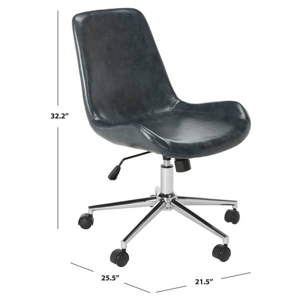 SAFAVIEH Fletcher Dark Grey/ Chrome Swivel Office Chair - 21.5" x 25.5" x 32.2"