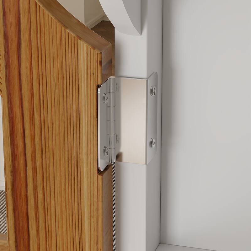 Oak Finish Fir Wood Wooden Curio Cabinet Display Storage Case Bathroom Cabinet Bookcase - 70.9"Hx31.5"W