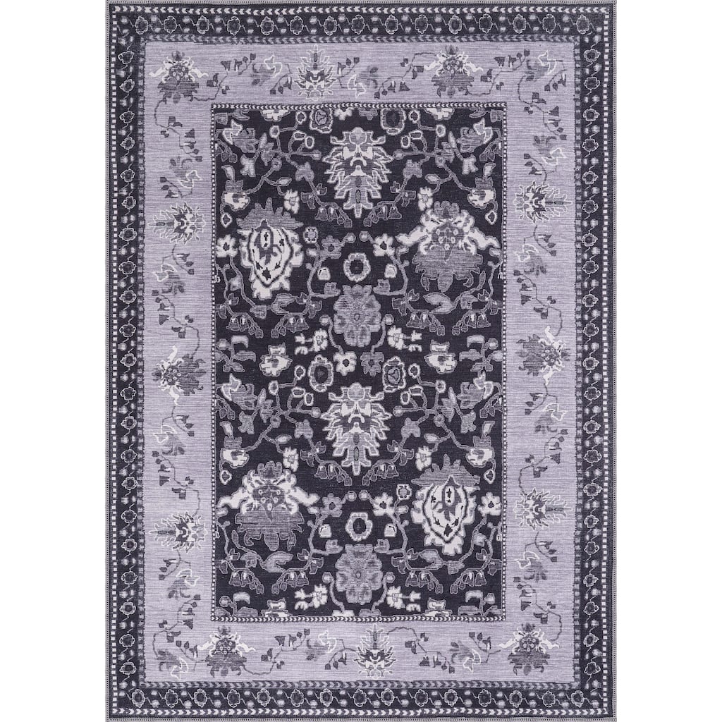 Machine Washable Indoor Rug Floral Pattern Stain Free for Indoor Living Room Bedroom Office Area Rug