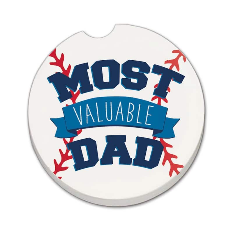 Most Valuable Dad 2 Pack Absorbent Stone Coaster for Vehicle Cup Holder 2.6” Diameter Manufactured in The USA - Multi