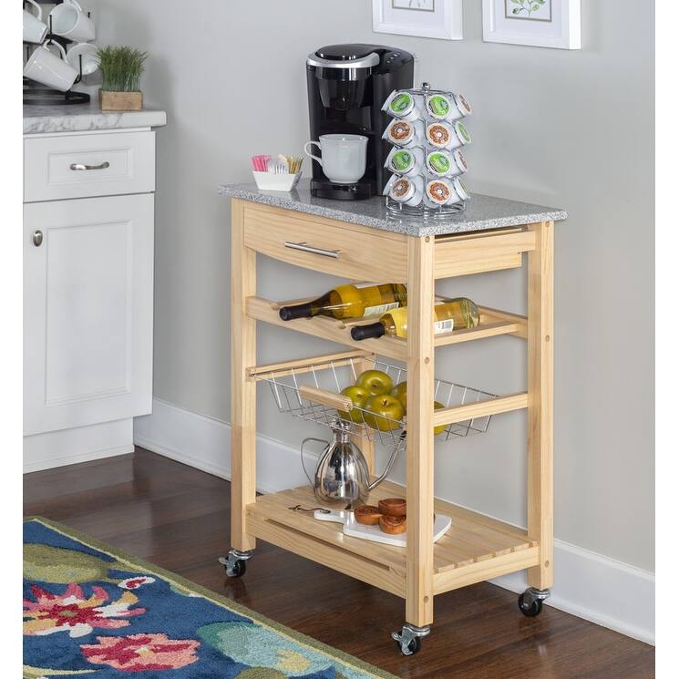 The Gray Barn Natural and Granite Top Island Cart