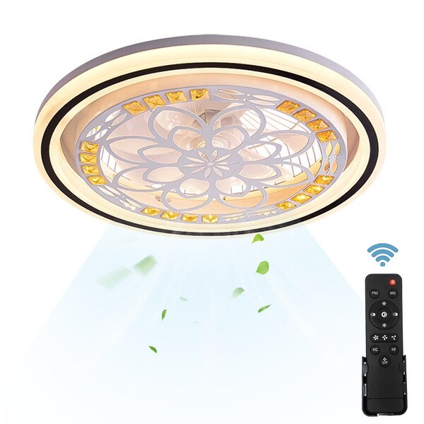 Enclosed 20Inch Low Profile Crystal Ceiling Fan With 7 Hidden