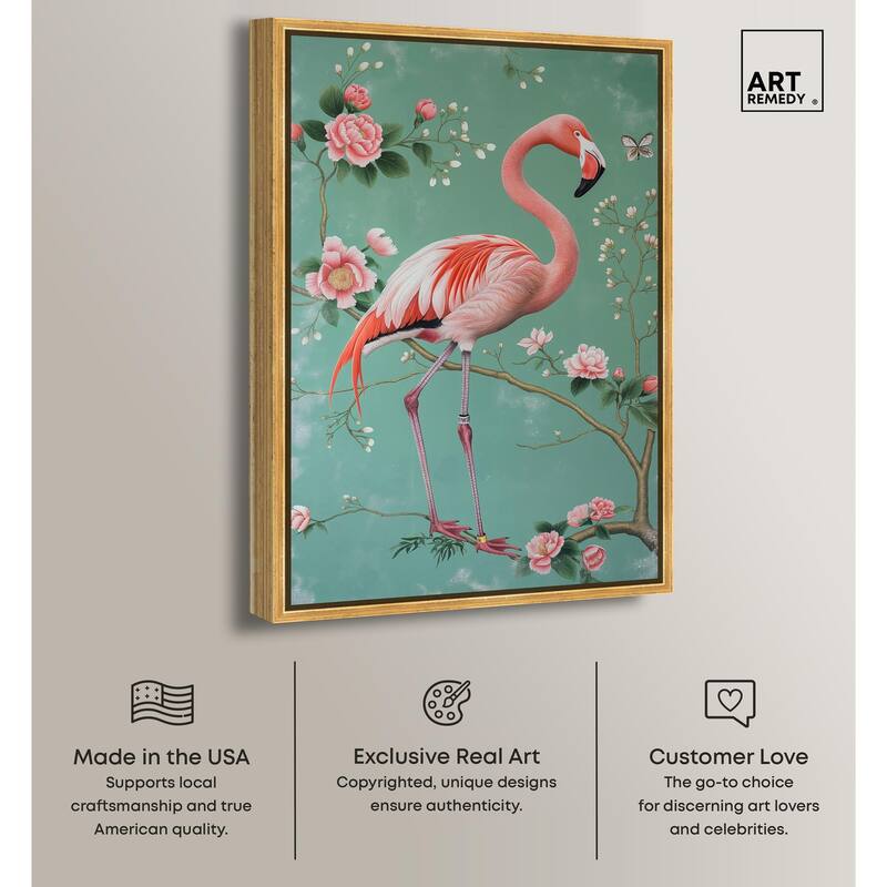Flamingo's Fable Canvas by Art Remedy