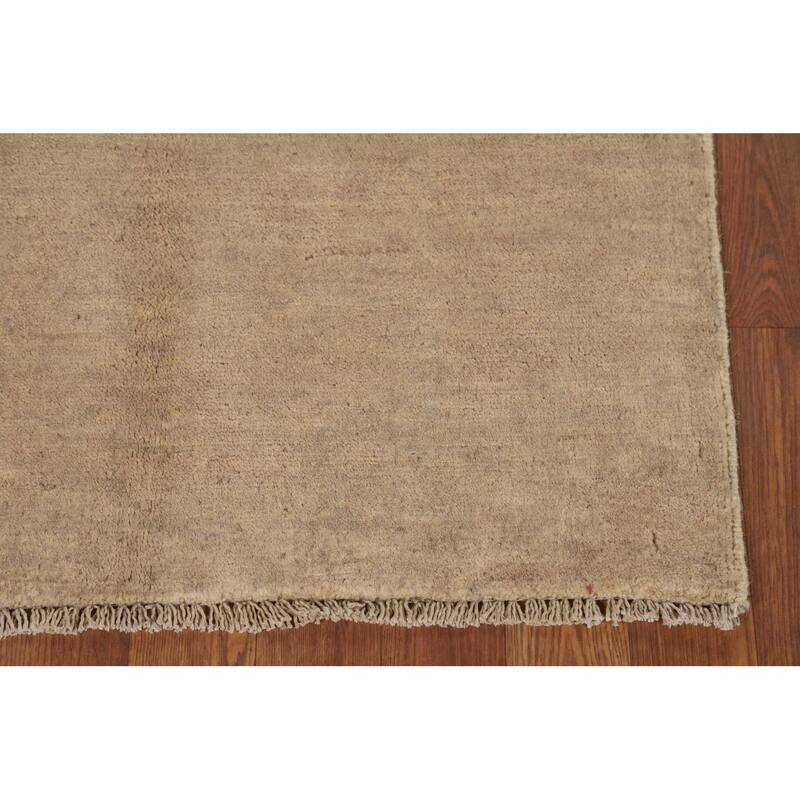 Contemporary Beige Gabbeh Oriental Rug Hand-Knotted Beige Wool Carpet - 2'8"x 4'0"