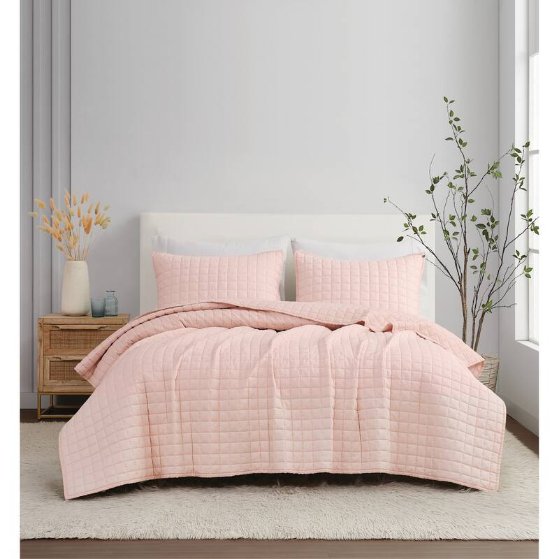 Brooklyn Loom Flax Linen Quilt Set - Blush - King - 3 Piece