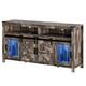 Option Dark Rustic Oak & Blue LED Lights