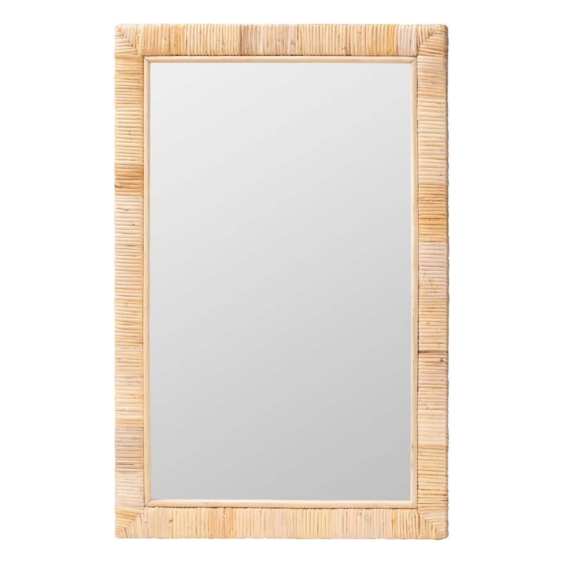 Lankston Bohemian Natural Rattan Accent Wall Mirror - Rectangle