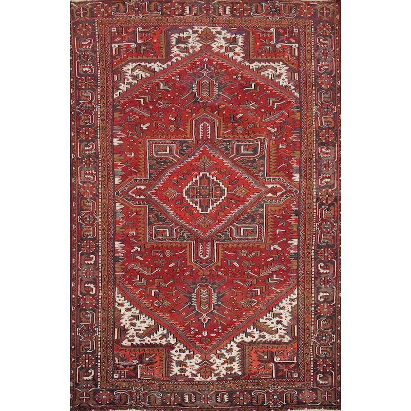 Hand Knotted Oriental 100% Wool Carpet Traditional Medallion Red Heriz Area Rug - 11' 3'' X 8' 1''