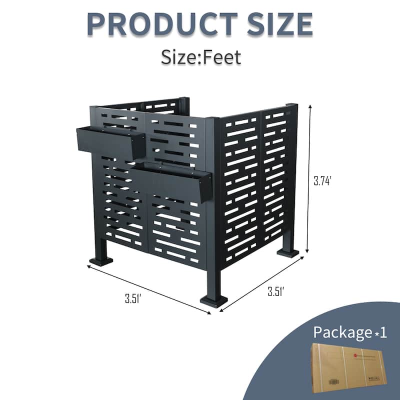GDF Studio - Runham Outdoor Metal Privacy Fence Cover for AC with Galvanized Steel Panels