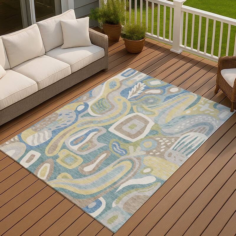 Machine Washable Indoor/ Outdoor Modern Picasy Chantille Rug