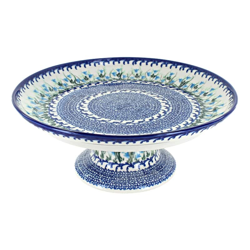 Blue Rose Polish Pottery 283 Vena Cake Plate