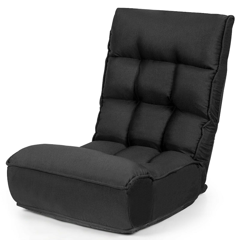 4-Position Adjustable Floor Chair Folding Lazy Sofa - 24" x 26" x 31" (L x W x H) - Black