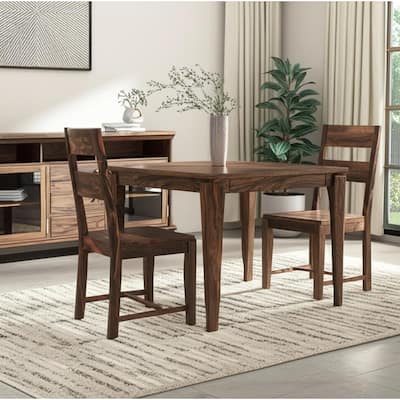 HomeRoots Set of Two Dark Brown Solid Wood Ladder Back Dining Side Chairs - 18' X '39' X '18