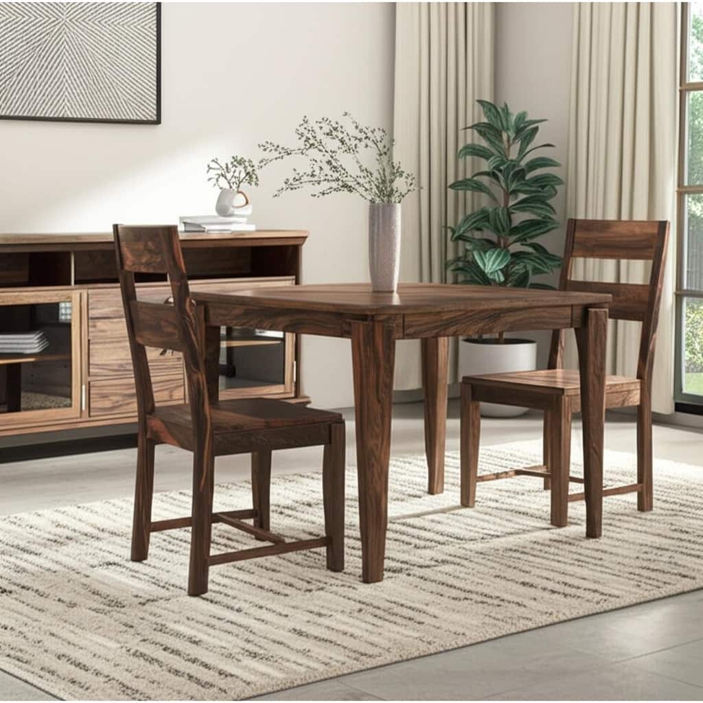 HomeRoots Set of Two Dark Brown Solid Wood Ladder Back Dining Side Chairs - 18' X '39' X '18