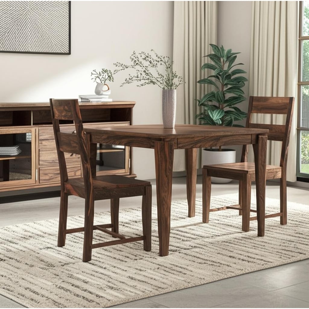 HomeRoots Set of Two Dark Brown Solid Wood Ladder Back Dining Side Chairs - 18.00 in. x 39.00 in. x 18.00 in.