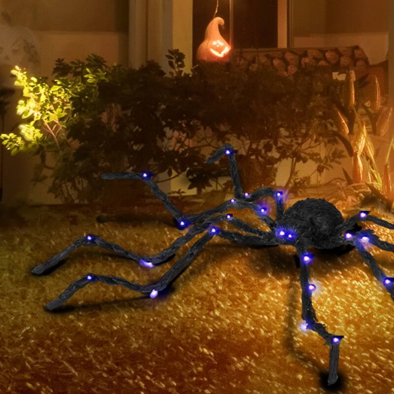 3.25" Outdoor Halloween Decoration, Light-up Oversized Spider Halloween Prop with Light Up Bendable Legs