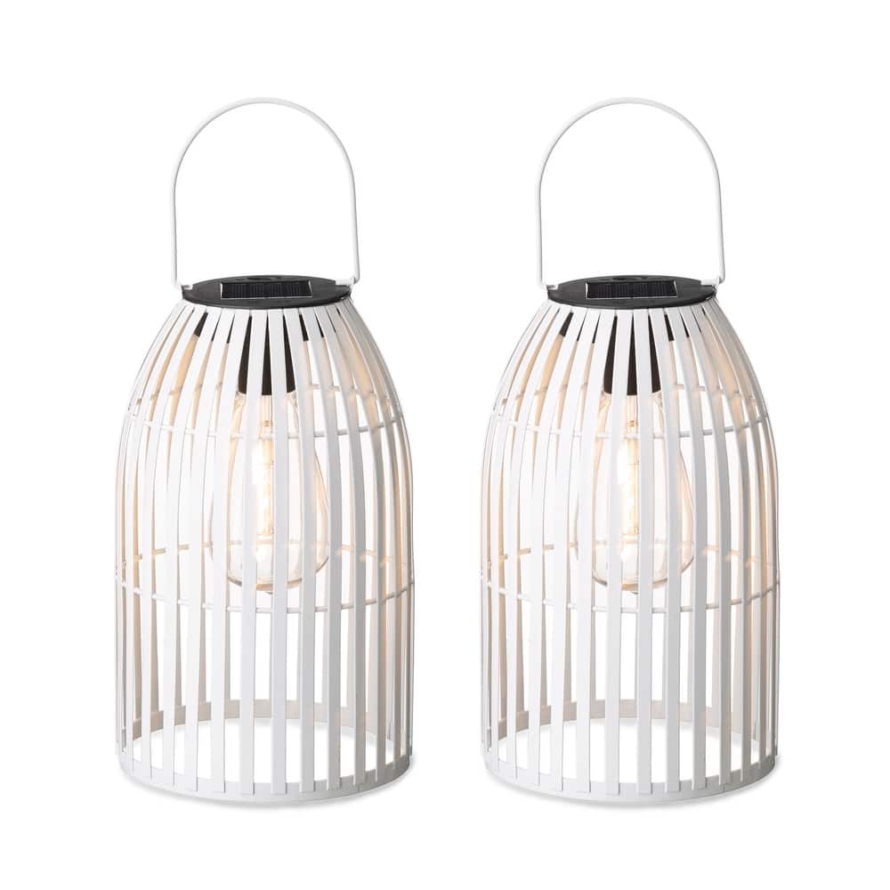 Glitzhome Set of 2 Metal Solar Powered Outdoor Hanging Lantern