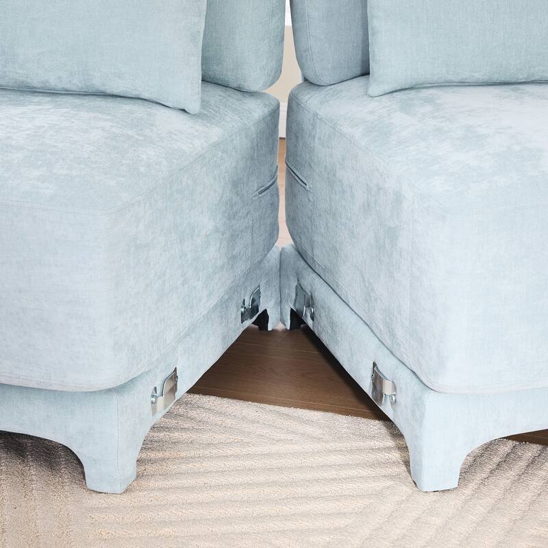 Three-Seater Sofa with 2 Movable Ottomans