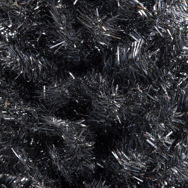 6' Charcoal Brown Iridescent Slim Artificial Tinsel Halloween Tree - 3-to-6-feet