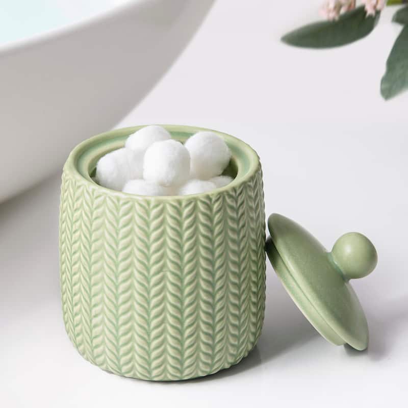Dashi Ceramic Cotton Ball Jar - Green - Cotton Ball Jar