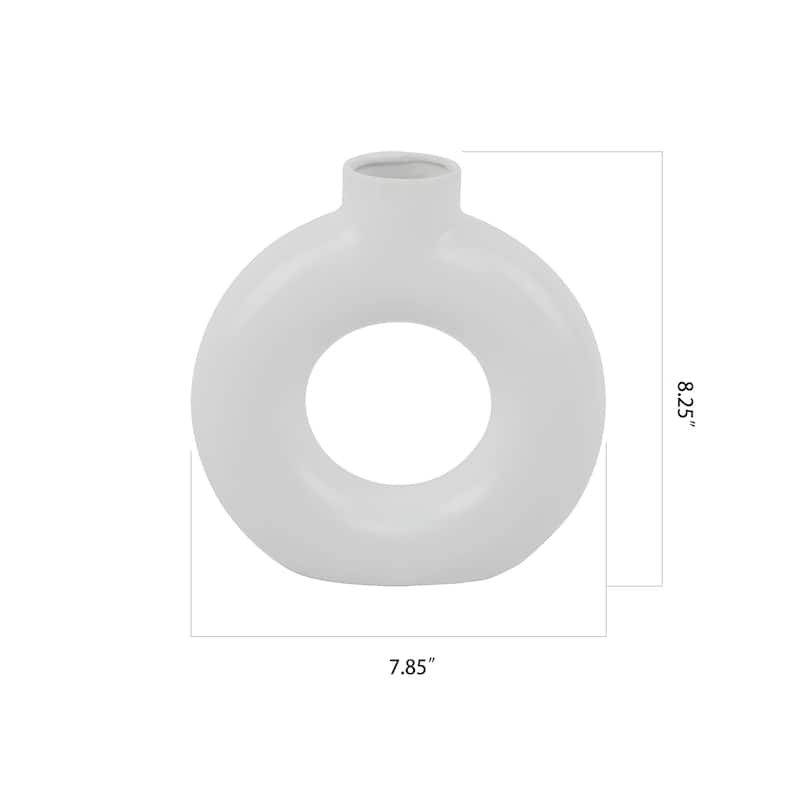 8" Circular Donut Ceramic Vase 8X2.25X8