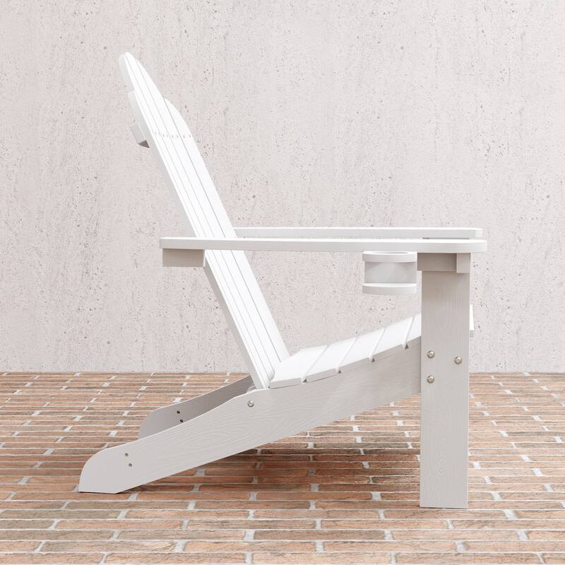 Plastic Poly Weather Resistant Outdoor Adirondack Chair Set of 4 Patio Classic Adirondack Chairs with Cup Holder