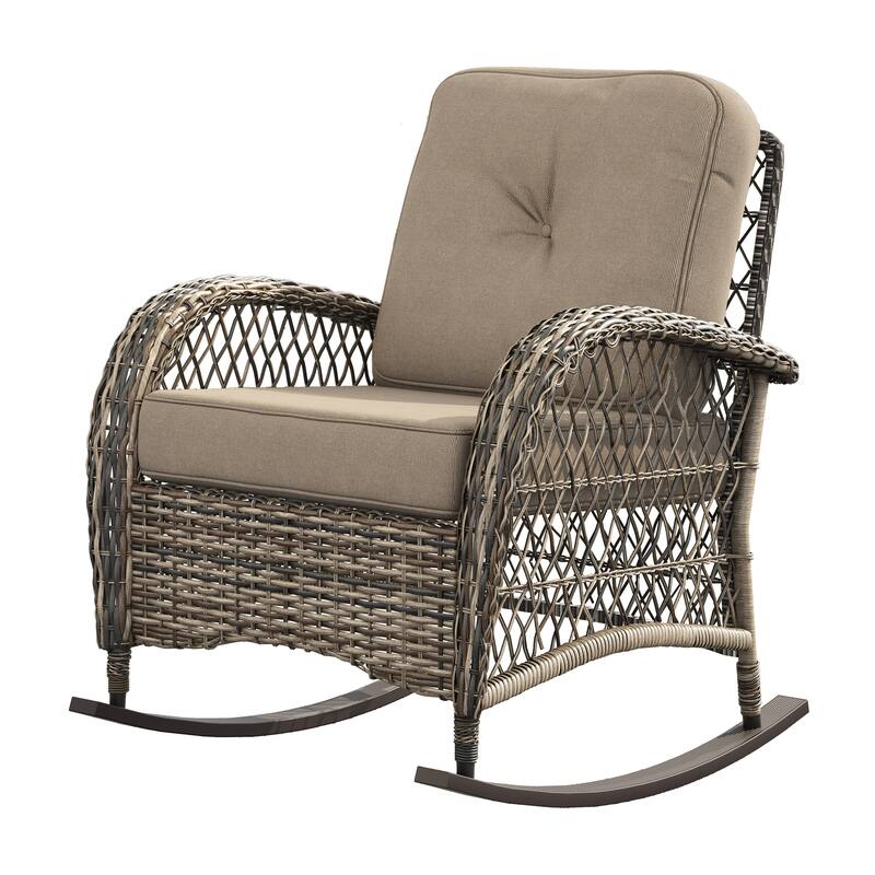Corvus Salerno Outdoor Handwoven Resin Wicker Rocking Chair