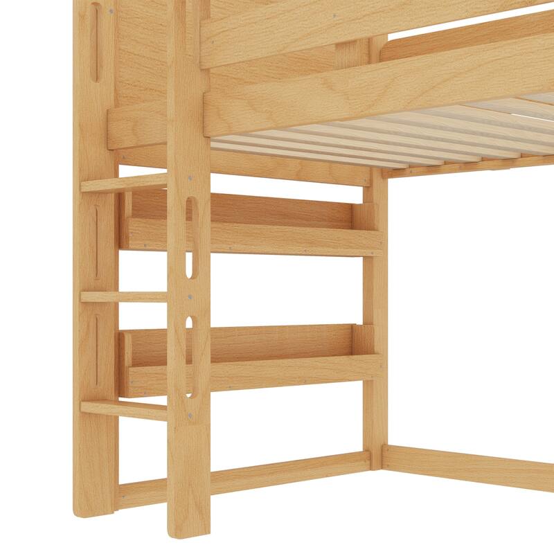 Twin Size Loft Bed with Bookshelf Playful Design for Kids House-Shaped Structure with Slide High-Quality Safety Rails