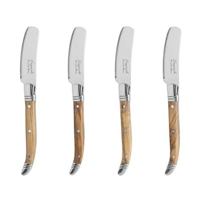 French Home Connoisseur Laguiole Set of 4 Spreaders with Olive Wood Handles