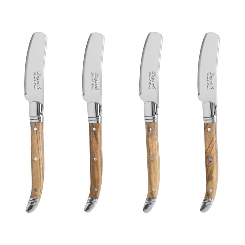 French Home Connoisseur Laguiole Set of 4 Spreaders with Olive Wood Handles