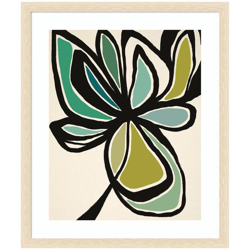 Kate and Laurel Framed Art Midnight Floral 3 by Alicia Bock - 22x26 - Natural