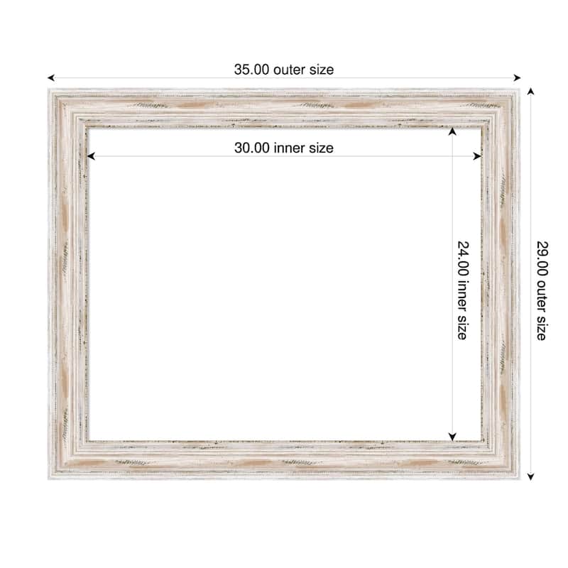Amanti Art Alexandria Greywash Framed Dry Erase Magnetic Board - 35 x 29 in - Alexandria White Wash
