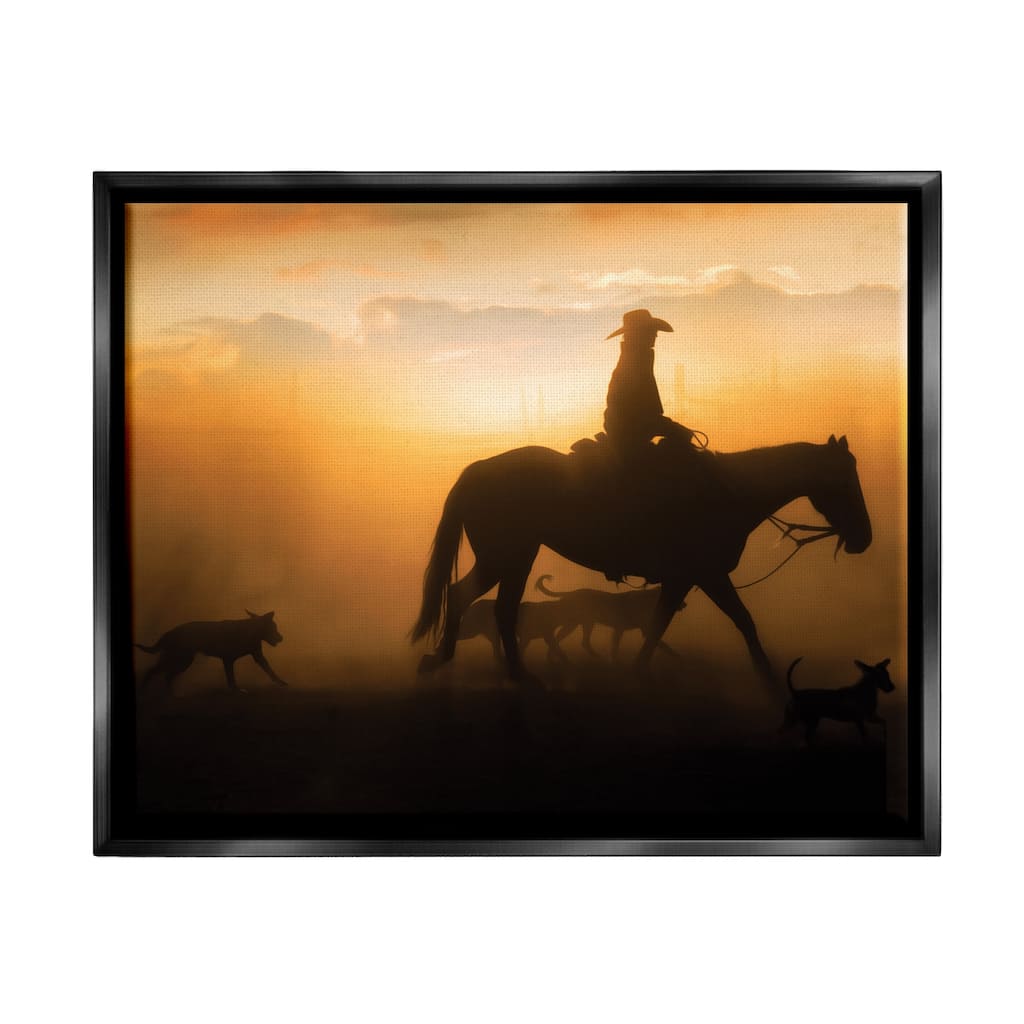 Stupell Western Horse at Sunset Framed Floater Canvas Wall Art Design by PBurchettePhoto