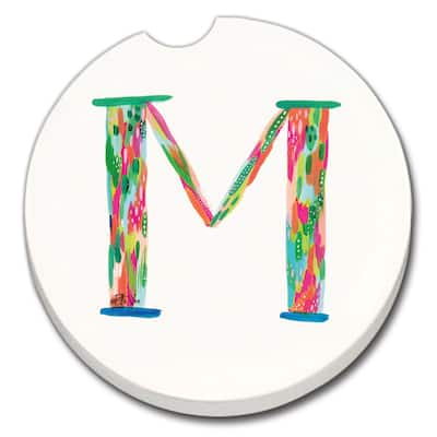 Counterart Absorbent Stoneware Car Coaster, Hello Color M, Set of 2 - 2.5