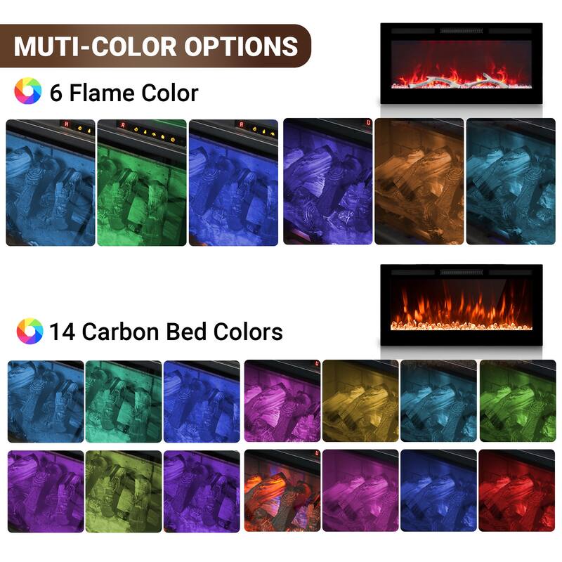 Clihome 30-72Inch Recessed Wall-mounted w/ RC (1500W) Electric Fireplace