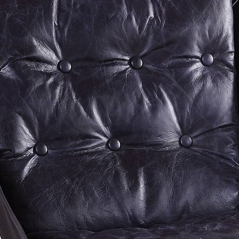 Star Base Metal Accent Chair with Faux Leather Seating, Blue and Brown