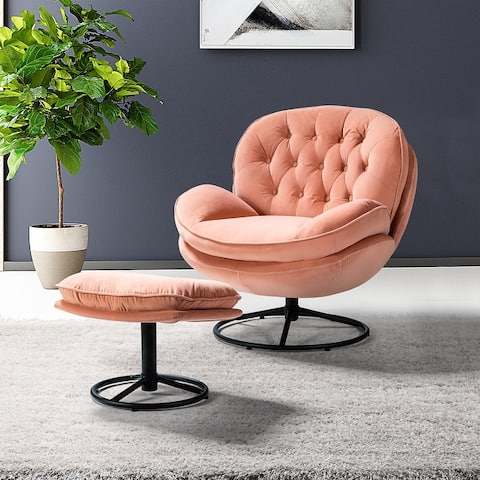 Lucrecia Modern Lounge Chair with Swivel Metal Base