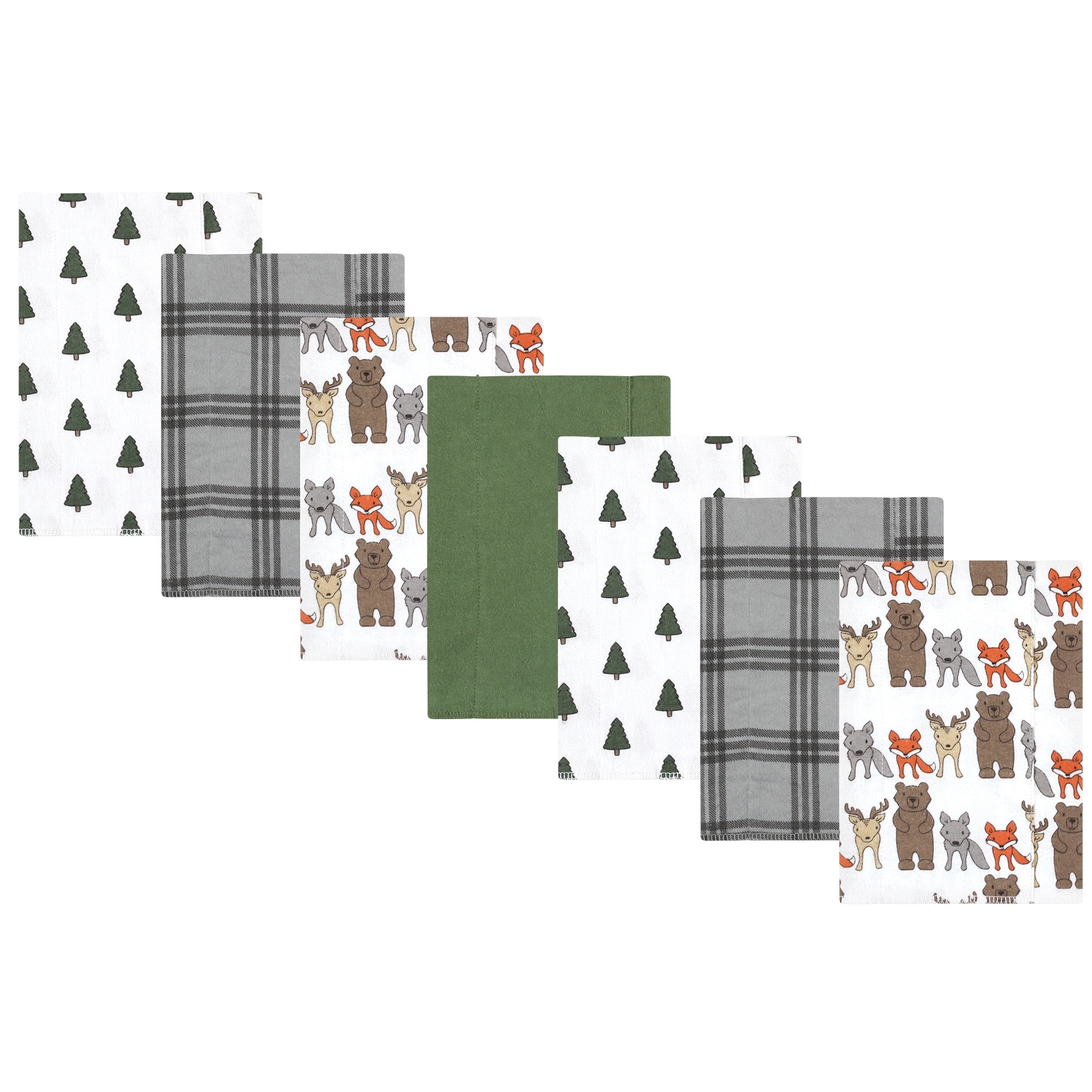 Hudson Baby Infant Boy Cotton Flannel Burp Cloths, Wild Forest 7-Pack, One Size - Wild Forest 7-Pack - One Size