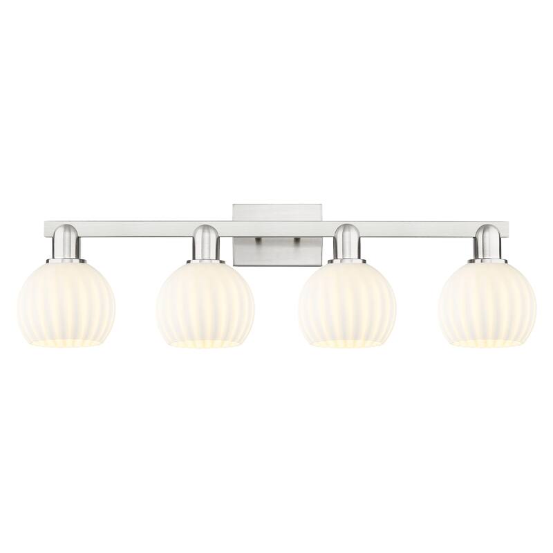 Innovations Lighting Endless Possibilities Arcadia - White Venetian - 4 Light 33" Bath Vanity Light - Brushed Satin Nickel