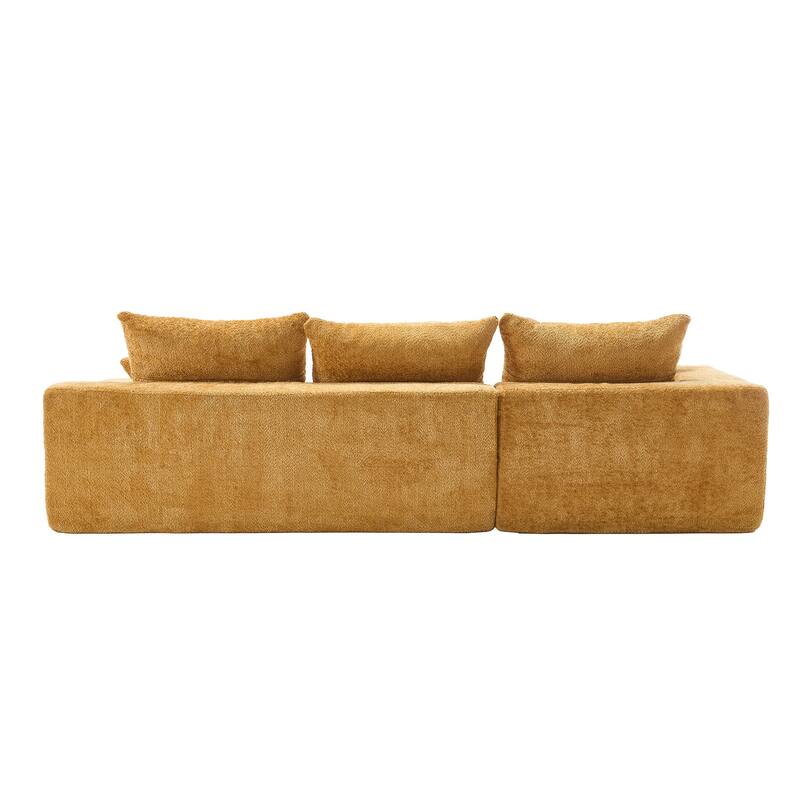 Floor Standing Chaise Lounge Couch L-shape Sectional Sofa with Ottoman