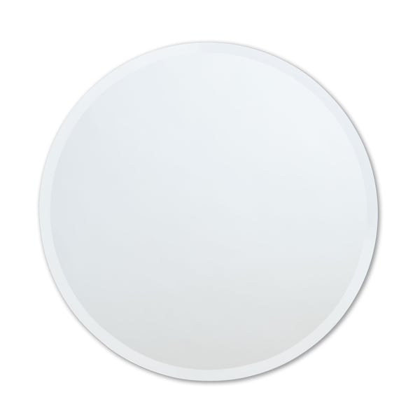 Frameless Beveled Edge Round Wall Mirror - Clear