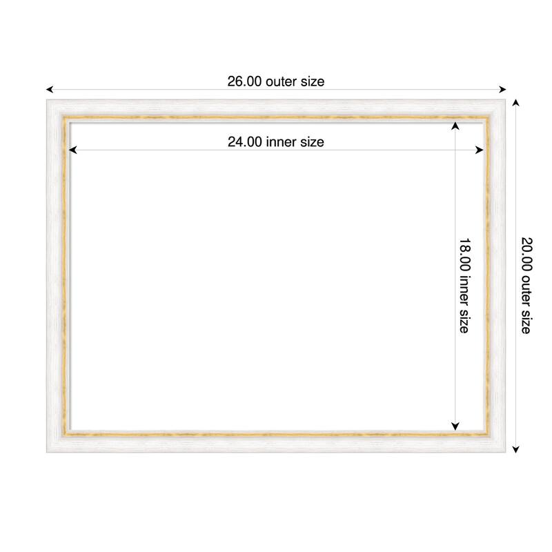 Amanti Art Morgan White Blue Framed Dry Erase Magnetic Board - 26 x 20 in - Morgan White Gold