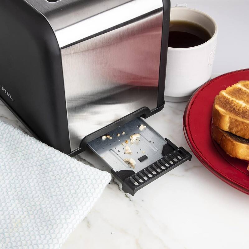 Rae Dunn Toaster, Stainless Steel 2 Slice Square Toaster, Wide Slot with 5 Browning Levels, with Bagel, Defrost