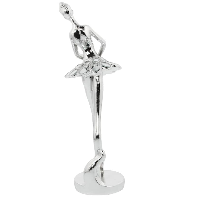 Polystone Dancer Sculpture with Capiz Inlay - Set of 3 Silver - Roche River Decor